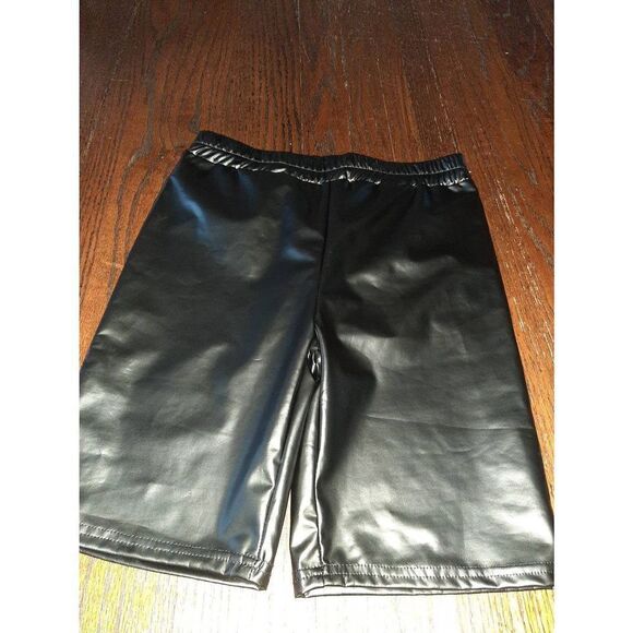 Medium RUNS SMALL Dazy Black PU Faux Leather Elastic Waist Shorts - Picture 1 of 3